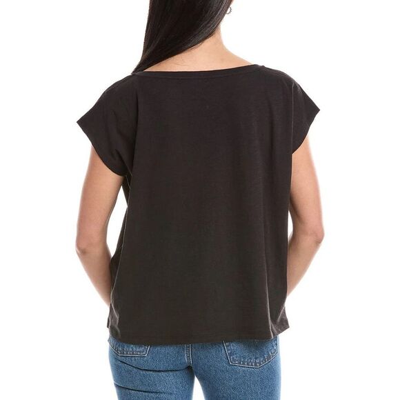 Eileen Fisher Bateau Neck Boxy Top black Women's XXS NWOT - Picture 6 of 9